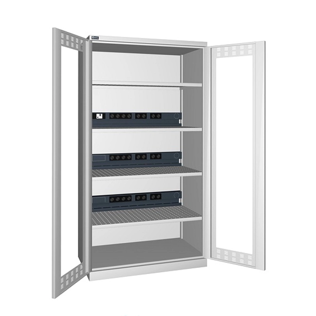 Vendita online Armadio con porte battenti in policarbonato ripiani e prese mm.1023X555X2000H (RIF.1400)